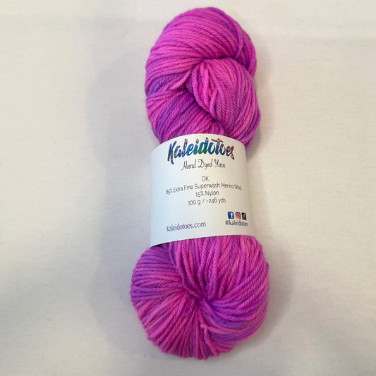 and-dyed yarn in vivid pink and orchid tones — playful and bright and candy-sweet.