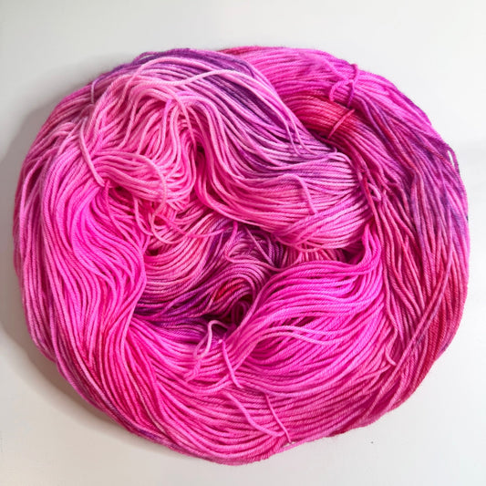 Fingering weight hand-dyed yarn, Cupid’s Crush, superwash merino blend