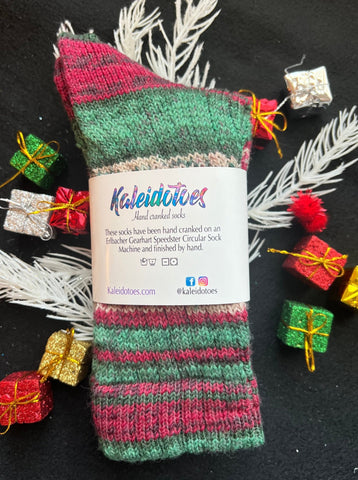 Christmas Ribbons - Socks-Kaleidotoes