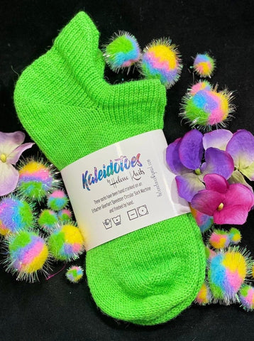 Neon Green No Shows - Socks-Kaleidotoes