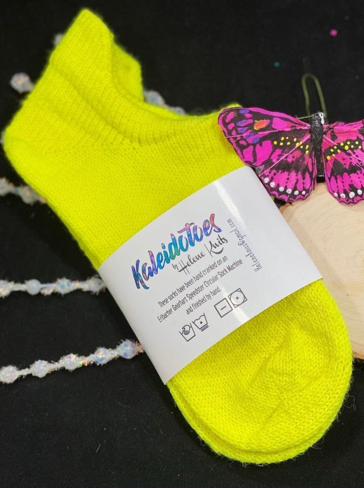Neon Yellow No Shows - Socks-Kaleidotoes